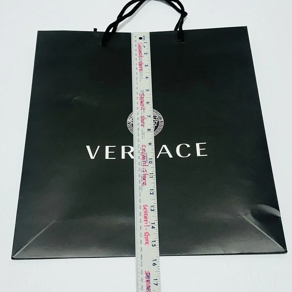 Versace 16”x14”x4” Authentic Black Shopping Paper Bag Gift Tote Medium